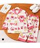 POP STREET KIDS Cotton Blend Woven Full Sleeves Animal & Typography Printed Coordinating Shirt & Pajama Night Suit - Pink