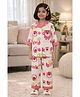 POP STREET KIDS Cotton Blend Woven Full Sleeves Animal & Typography Printed Coordinating Shirt & Pajama Night Suit - Pink