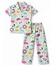 Ollypop Sinker Knit Half Sleeves Shirt & Pyjama Co-ord Night Suit with Fruit Print - Light Blue