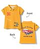 Ollypop Cotton Knit T-Shirt Half Sleeves Polo Neck Graphic Print Mustard 6-12 Months