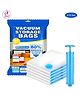 Puchku Space Saver Pack of 6 Variety Reusable Vacuum Storage Ziplock Compression Sealer Bags for Travel clothes and home Blankets, Quilts with hand Pump - Pack of 1 - Color May Vary