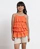 Under Fourteen Sleeveless Schiffli Embroidered Layered Top - Orange
