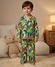 Rikidoos Cotton Woven Full Sleeves Parrot Printed Co-Ords Shirt & Pyjama Night Suit - Green