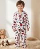 Rikidoos Cotton Woven Full Sleeves Makeup Accessories Printed Co-Ords Shirt & Pyjama Night Suit - White