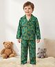 Rikidoos Cotton Woven Full Sleeves Jungle Theme Printed Co-Ords Shirt & Pyjama Night Suit - Green