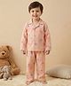 Rikidoos Cotton Woven Full Sleeves Sun Printed Co-Ords Shirt & Pyjama Night Suit - Peach