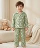 Rikidoos Cotton Woven Full Sleeves Floral Printed Co-Ords Shirt & Pyjama Night Suit - Light Green