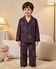 Rikidoos Cotton Woven Full Sleeves Floral Printed Co-Ords Shirt & Pyjama Night Suit - Brown