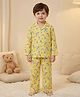 Rikidoos Cotton Woven Full Sleeves Unicorn Printed Co-Ords Shirt & Pyjama Night Suit - Yellow