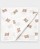Mi Arcus 100% Cotton Bear Design Muslin Wrap - Cream