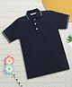 Nino Bambino Organic Cotton Knit Half Sleeves Solid Polo Tee - Navy Blue
