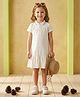 Nino Bambino Organic Cotton Knit Half Sleeves Solid Polo Dress - White