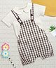 Nino Bambino Organic Cotton Woven Checked Dungaree With Half Sleeves Solid Polo Tee - Multi Colour