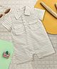 Nino Bambino Organic Cotton Knit Half Sleeves Striped Romper - Off White