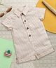 Nino Bambino Organic Cotton Knit Half Sleeves Striped Romper - Off White