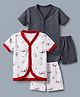 Kidi Wav Pack Of 2 Half Sleeves Polka Dots & Santa Printed Coordinating Jhablas & Shorts Set - Multi Colour