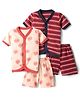 Kidi Wav Pack Of 2 Half Sleeves Striped & Floral Printed Coordinating Jhablas & Shorts Set - Multi Colour