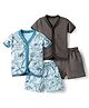 Kidi Wav Pack Of 2 Half Sleeves Striped & Dinosaur Printed Coordinating Jhablas & Shorts Set - Multi Colour