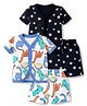 Kidi Wav Pack Of 2 Half Sleeves Stars & Dinosaurs Printed Coordinating Jhablas & Shorts Set - Multi Colour