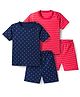 Kidi Wav Pack Of 2 Half Sleeves Striped & Polka Dots Printed Coordinating Tees & Shorts Set - Multi Colour