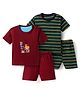 Kidi Wav Pack Of 2 Half Sleeves Striped & Tiger Mechanic Printed Coordinating Tees & Shorts Set - Multi Colour