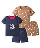 Kidi Wav Pack Of 2 Half Sleeves Police Cat & Smiley Suns Printed Tee & Shorts Set - Multi Colour