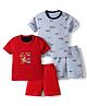 Kidi Wav Pack Of 2 Half Sleeves Boats & Pirate Bear Printed Coordinating Tees & Shorts Set - Multi Colour