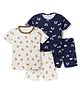 Kidi Wav Pack Of 2 Half Sleeves Rainbow & Teddy Bear Printed Coordinating Tees & Shorts Set - Multi Colour