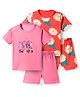 Kidi Wav Pack Of 2 Half Sleeves Floral & Butterfly Printed Coordinating Tees & Shorts Set - Multi Colour