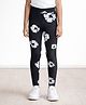 Anthrilo Cotton Blend Knit Floral Printed Leggings - Black