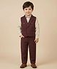 Rikidoos Cotton Knit Full Sleeves Checks Printed 3 Piece Party Suit - Maroon