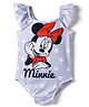 Babyhug Disney Sleeveless V Cut Swimsuit with Frill Design & Minnie Mouse Print - Purple & Red