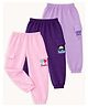 KUCHIPOO Cotton Blend Knit Pack Of 3 Typography Printed Joggers - Lavender Dark Purple & Pink