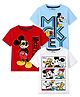 KUCHIPOO Cotton Blend Knit Mickey & Friends Featuring Pack Of 3 Half Sleeves Characters Printed Tees - Sky Blue Red & White