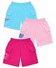 KUCHIPOO Cotton Blend Knit Pack Of 3 Knit Heart & Typography Printed Cargo Style Shorts - Sky Blue Pink & Magenta