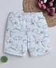 BABY NATION Cotton Knit Striped & Dinosaur Printed Shorts - White