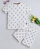 BABY NATION Cotton Knit Giraffes Printed Coordinating Tee & Shorts Set - Cream