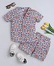 BABY NATION Woven Half Sleeves Abstract Printed Coordinating Shirt & Shorts Set - Blue