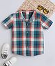 BABY NATION Cotton Woven Half Sleeves Checked Shirt - Teal Blue