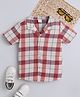 BABY NATION Cotton Woven Half Sleeves Checked Shirt - Red