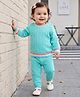 Babyhug Knitted Full Sleeves Solid Sweater Set with Cable Knit Design - Light Blue