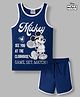 Honeyhap Disney Single Jersey Knit Sleeveless T-Shirt & Shorts Set With Mickey Mouse Graphics - Blue