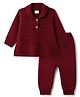 Babyhug Knitted Full Sleeves Sweater Set - Wine