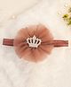 BABY Charm Stone Embellished Crown Applique & Frill Detailed Headband - Brown