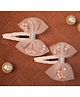 BABY Charm Pearl Embellished Bow Applique Detailed Hair Snap Clips - Pink