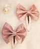 BABY Charm Glittered Bow Applique Detailed Snap Clips - Baby Pink