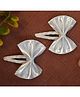 BABY Metallic Bow Applique Detailed Snap Clips - White