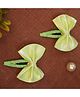 BABY Metallic Bow Applique Detailed Snap Clips - Green