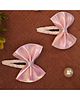 BABY Metallic Bow Applique Detailed Snap Clips - Pink