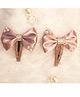 BABY Charm Bow Applique Detailed Pearls Embellished Snap Clips - Onion Pink